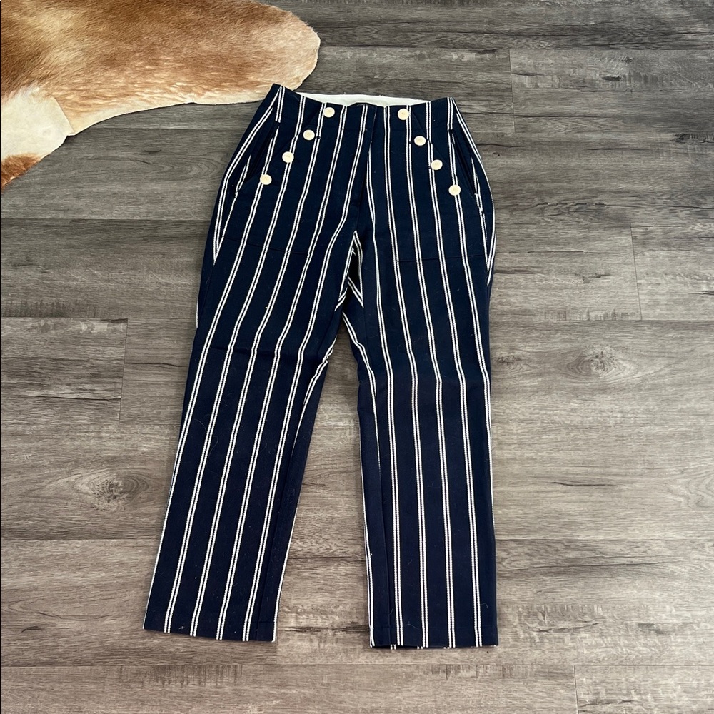 J. Crew Navy Striped Ankle Pants